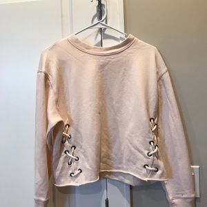 Cropped Aerie light pink sweatshirt